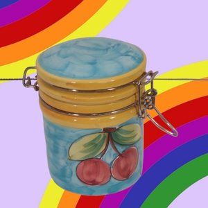 WHITTARD OF CHELSEA Hinged Storage Jar Tea Coffee Cadd Multicolor &Cherries